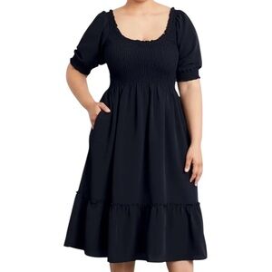 Hill House The Louisa Nap‎ Dress Black Cotton Size XL NWT